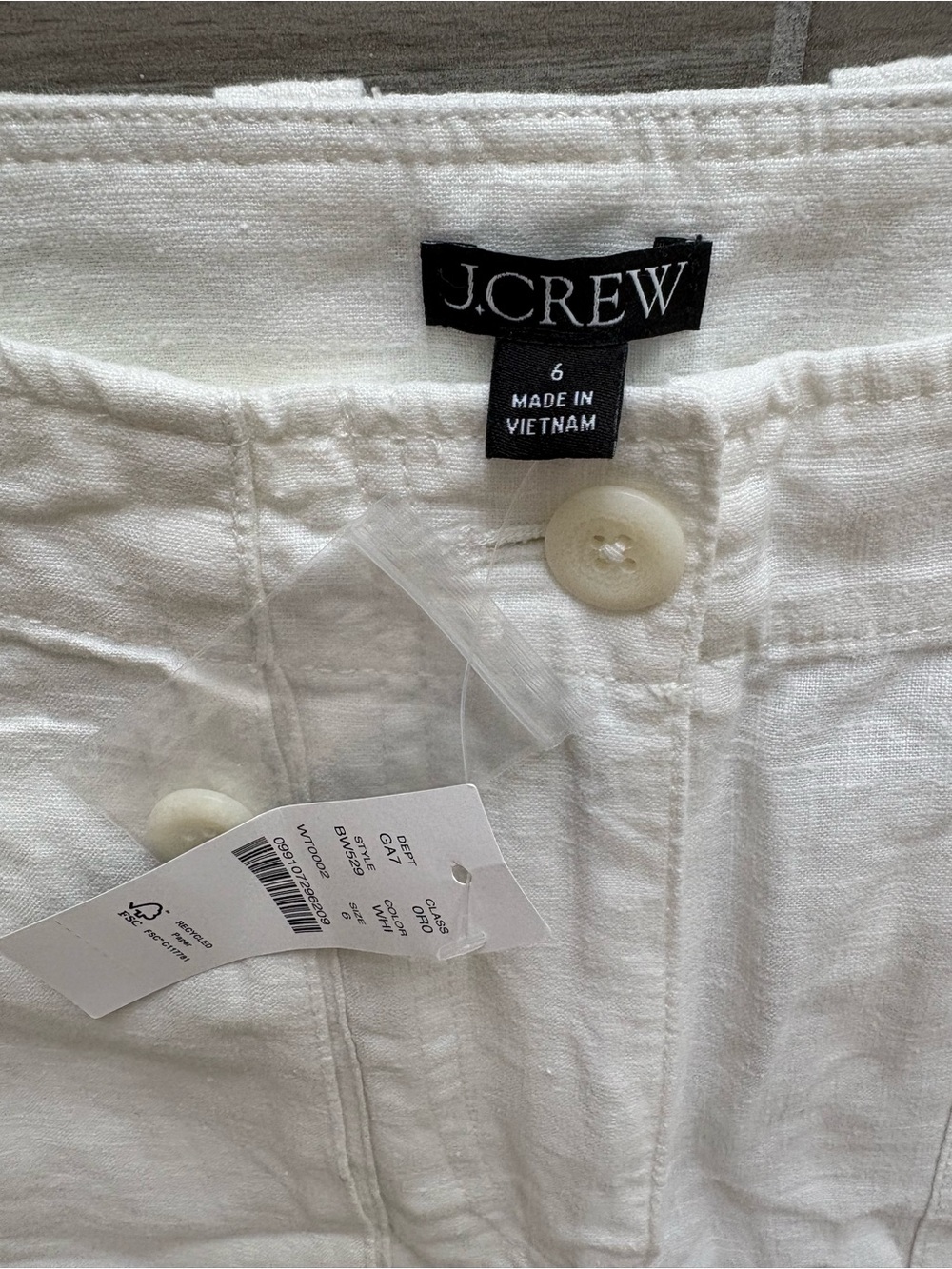 J. Crew NWT White Seaside Cargo Pant Linen Blend - Picture 2 of 5